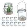 Relaxdays Windlicht Glas Transparent Schwarz 12er Set 9,5 cm x 8 cm