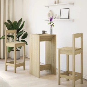 vidaXL Bartisch Sonoma-Eiche aus Holzwerkstoff, 51x50x103,5 cm, mit zwei passenden Barhockern.