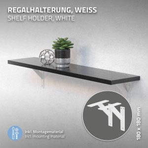 ML-Design Regalhalterung, 4er Set, 180x180 mm, weiß, Aluminium, für Regale