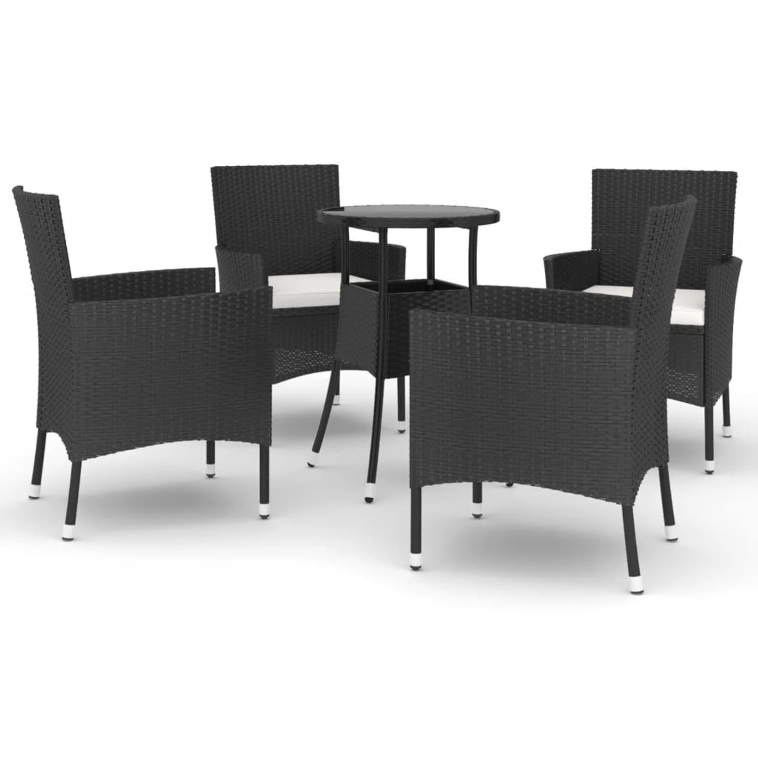 vidaXL 5-Tlg Garten-Bistro-Set mit Kissen Schwarz Poly Rattan 3187415 günstig online kaufen