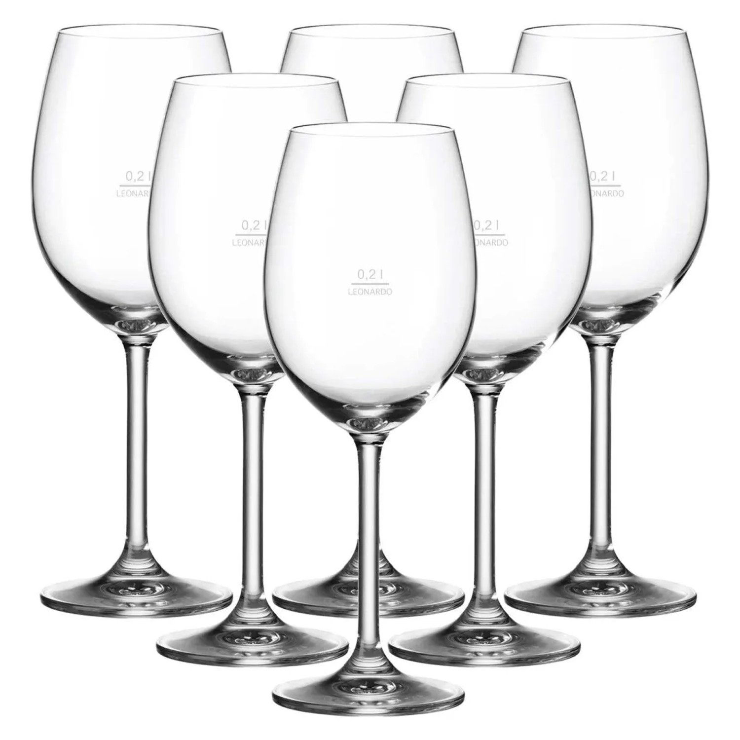 Leonardo Daily Weißweinglas 0,2, Geeicht 6er Set Gastro-Edition