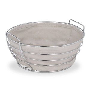 Relaxdays Brotkorb Metall Grau mit Stoffeinsatz 11 cm x 23 cm 0,3 kg