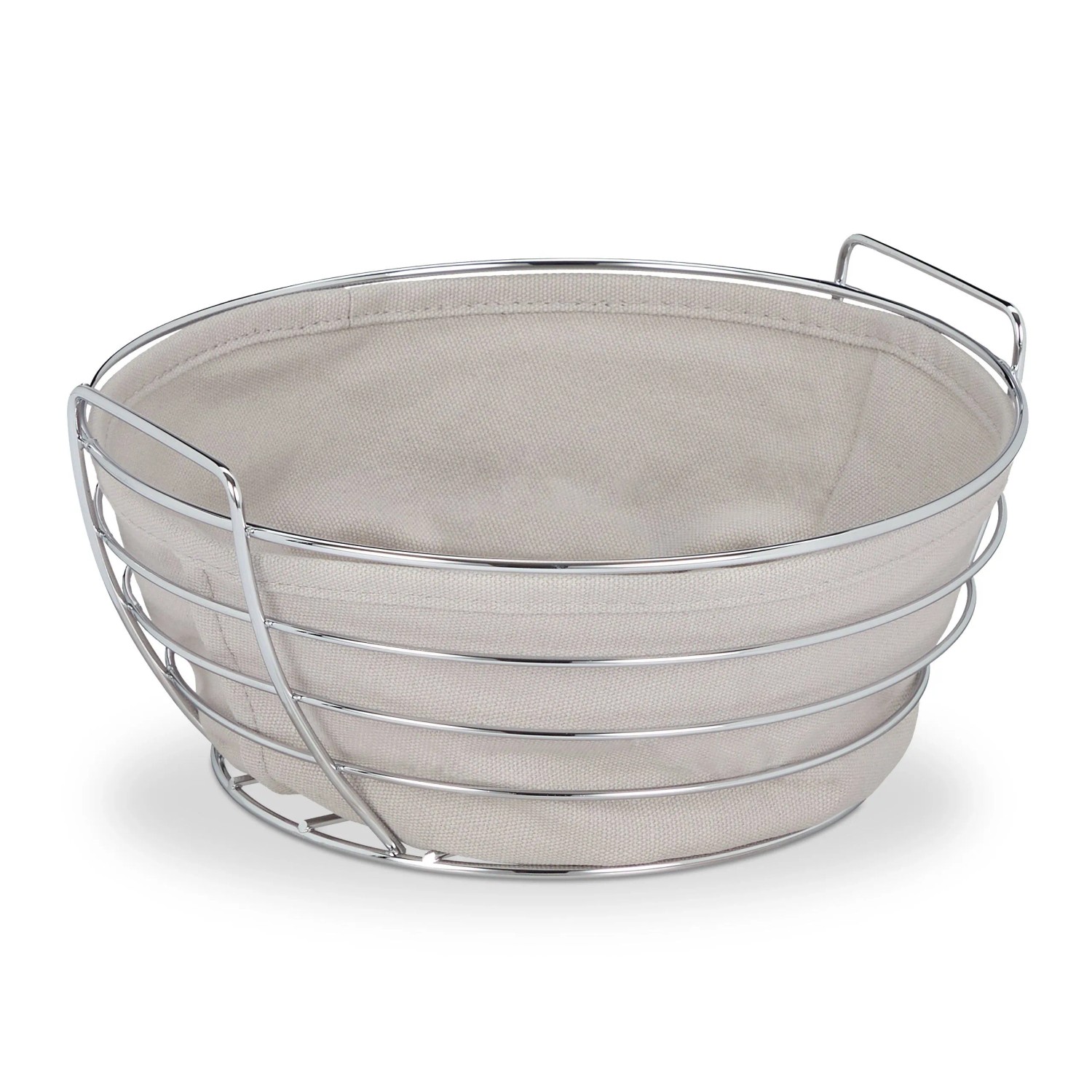 Relaxdays Brotkorb Metall Grau mit Stoffeinsatz 11 cm x 23 cm 0,3 kg