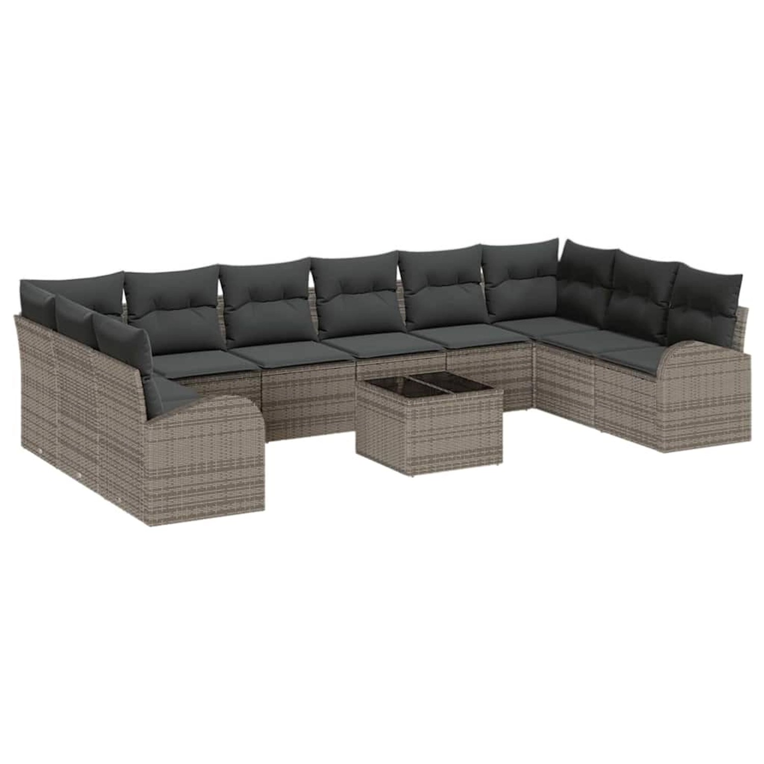 vidaXL Garten-Sofa-Set 11-Tlg Grau Poly Rattan 3346229 günstig online kaufen