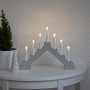 Grauer Konstsmide LED Holzleuchter mit 7 warmweißen Lichtern als Weihnachtsdeko für Innen.