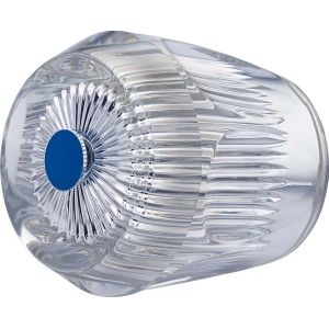 Acrylgriff 26 mm, klar, mit blauer Kaltwasserkennzeichnung für Armaturen.