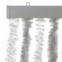 Hellgrau-weißer vidaXL Chenille-Fliegenvorhang. Detail der flauschigen Stränge und der oberen Montageschiene für Insektenschutz.