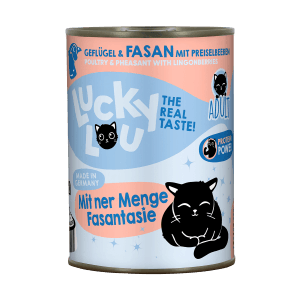Lucky Lou Katzen-Nassfutter Adult Geflügel & Fasan, 400g Dose für erwachsene Katzen.