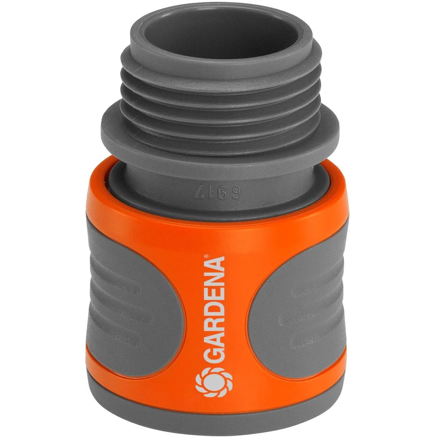 Gardena Entwässerungsventil-Set für Sprinkler-Systeme, grau und orange.