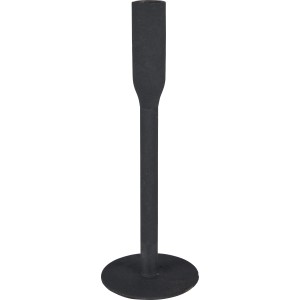 Schwarzer Kerzenhalter Minimalist Zen aus Aluminium, 25,5 cm hoch.