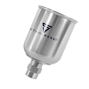 STAHLWERK Alu Fließbecher 125 ml für Lackierpistole, silber, mit M14 Gewindeanschluss.