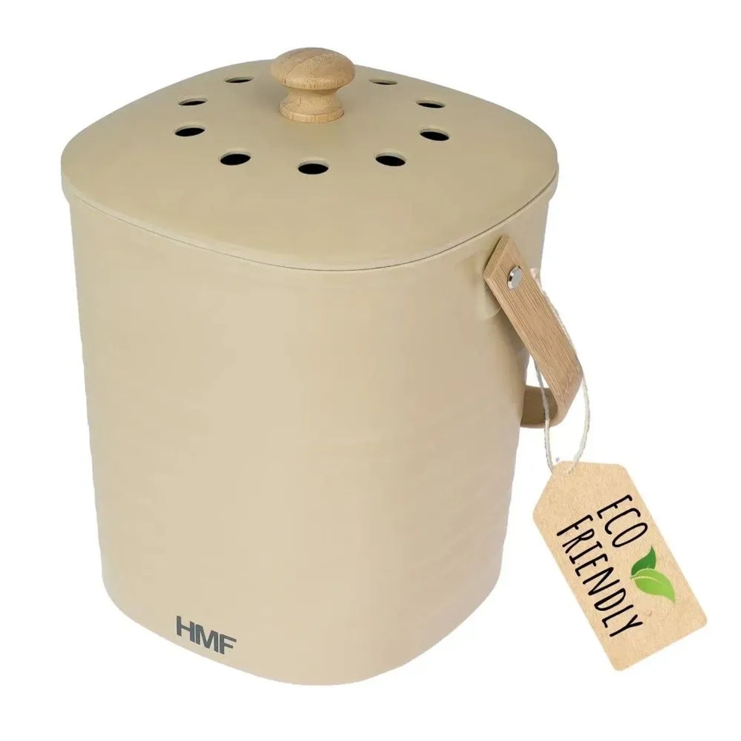 HMF 3780-6L-27 Biomülleimer Küche Geruchsdichter Komposteimer mit Deckel 6 Liter Beige