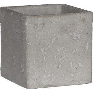Hellgrauer, quadratischer Mica Pflanztopf Jimmy, 10x10 cm, aus Zement für Innenräume.