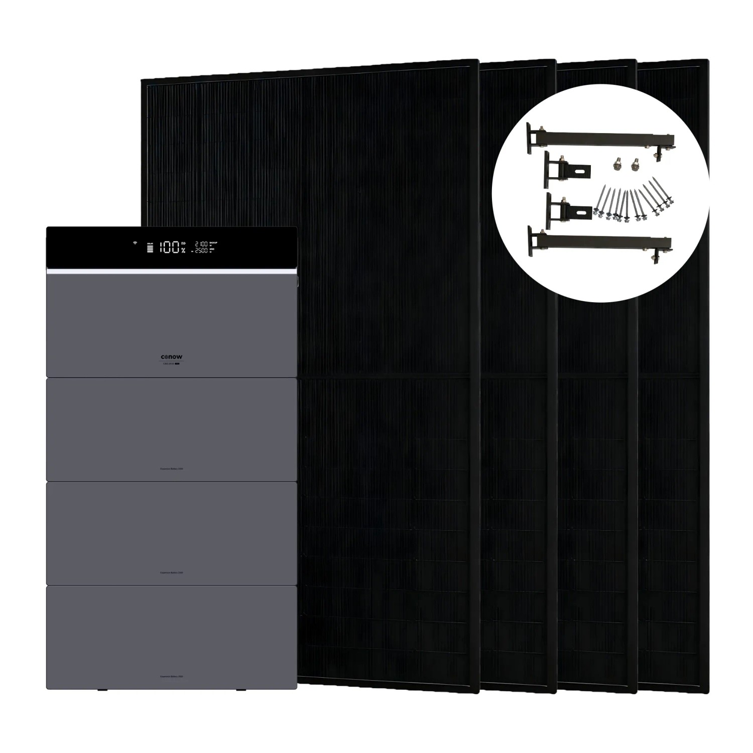 Conow CBE2000 Pro 1820W Balkonkraftwerk mit Halterung Flachdach mit 3 CBE2000 Erweiterungsakku