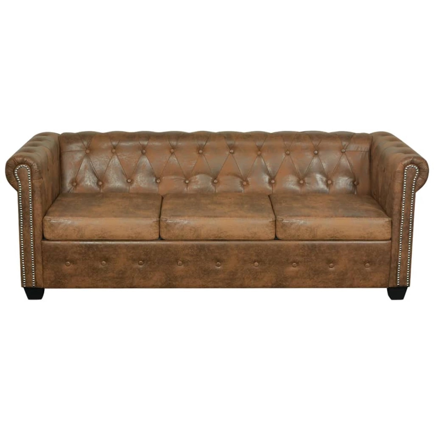 vidaXL Sofa Chesterfield Sofa 3-Sitzer Kunstleder Braun günstig online kaufen