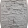 Graue Waterform Regentonne Multitank 250 l mit Steinoptik und Wasserhahn.