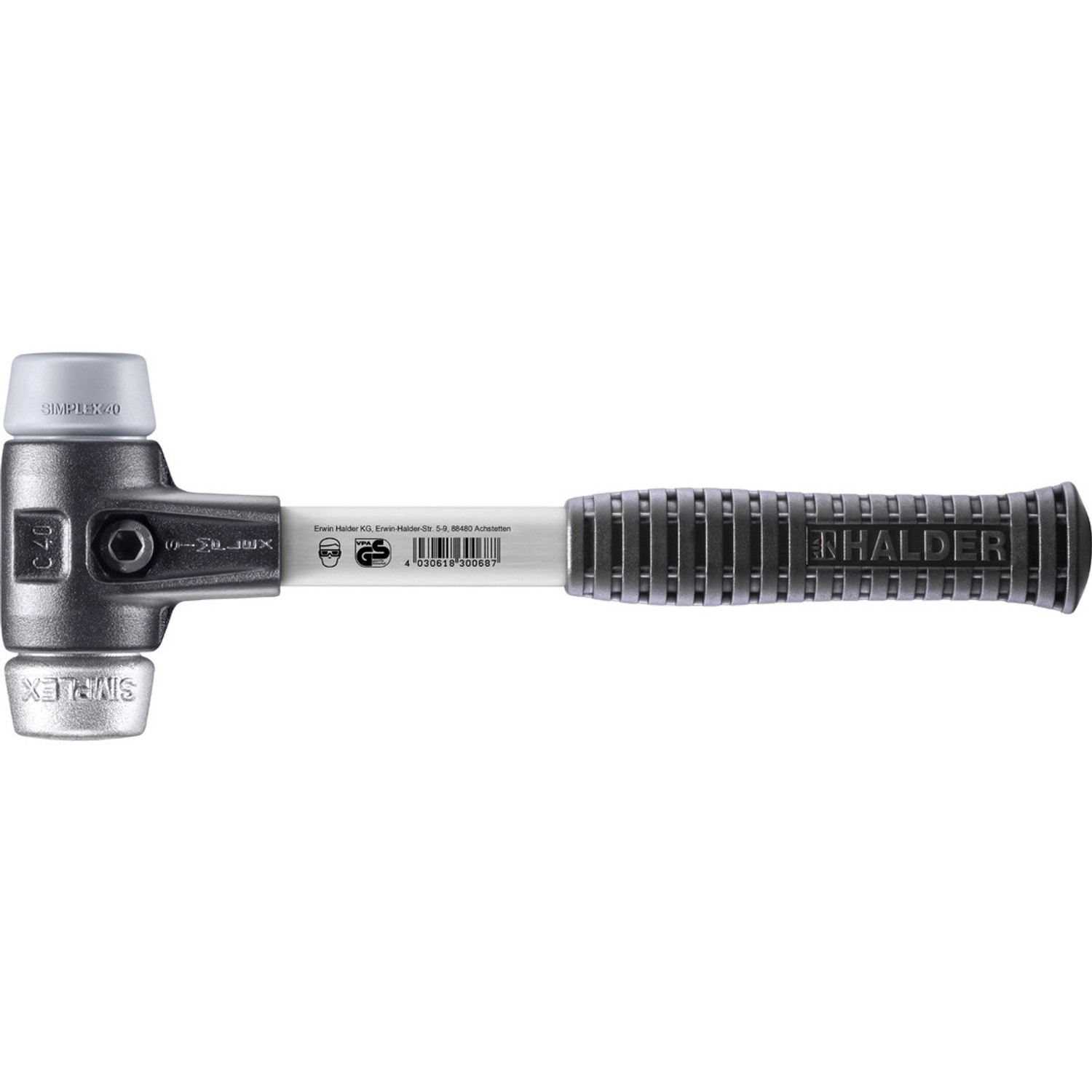 Halder Simplex Schonhammer Ø 40 mm TPE-mid Grau   Weichmetall mit Verstärkt günstig online kaufen