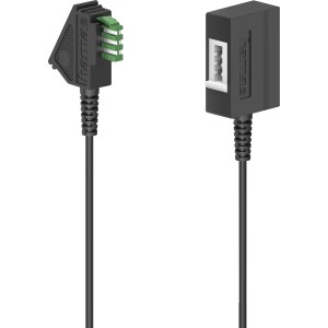 Schwarzes Hama TAE-Verlängerungskabel (10m) mit TAE-U-Stecker und -Kupplung für Telefon, Fax oder Modem.