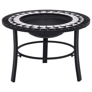 Schwarze vidaXL Feuerstelle mit Mosaik-Tischplatte (68 cm) für Garten & Terrasse.