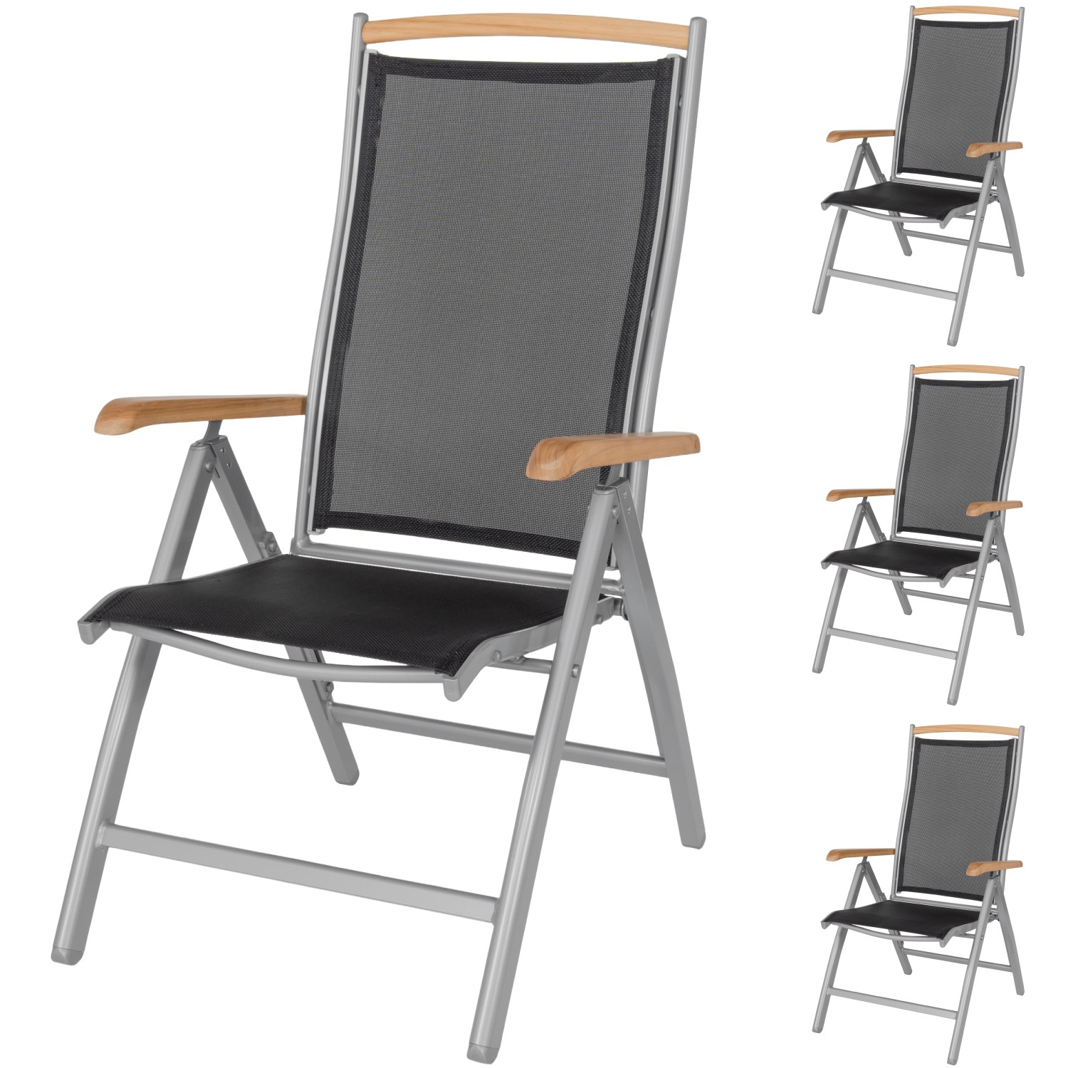ib style Gartenstuhl 4er Set Diplomat Klappstuhl aus Aluminium und Teakholz günstig online kaufen