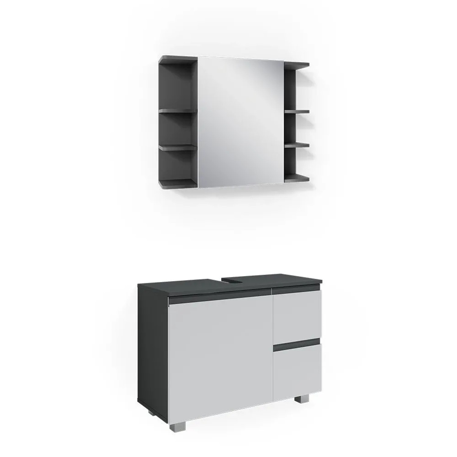Vicco Badmöbel-Set J-Shape Anthrazit 80 x 61 2-teilig