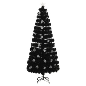 vidaXL Weihnachtsbaum mit LED-Schneeflocken Schwarz 210 cm Fiberoptik 328464