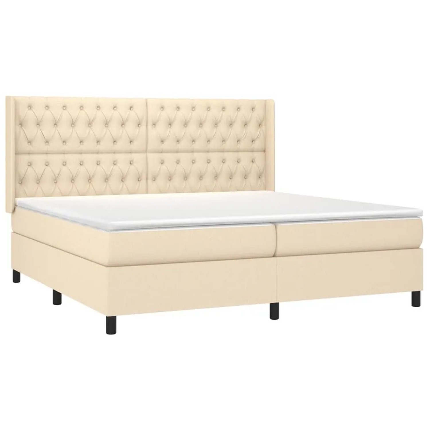 vidaXL Boxspringbett mit Matratze & LED Creme 200x200 cm Stoff 3138586