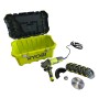 Ryobi Winkelschleifer RAG1010-125TA6 Set mit Schleifscheiben, Diamantscheibe und Werkzeugkoffer.