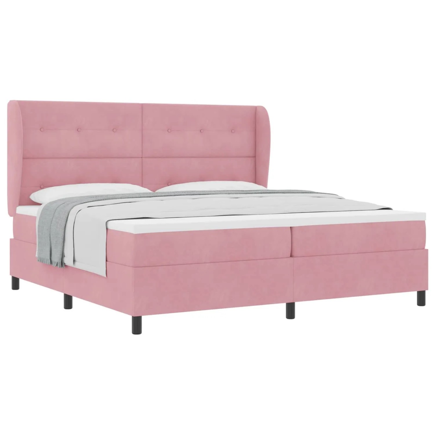 vidaXL Boxspringbett mit Matratze Rosa 200 x 200 cm Polyester 3340951