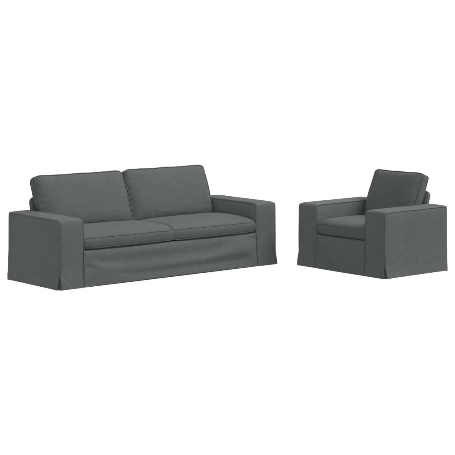 vidaXL Sofa 2-Tlg Dunkelgrau 182 x 80 x 82 cm Stoff 3407589