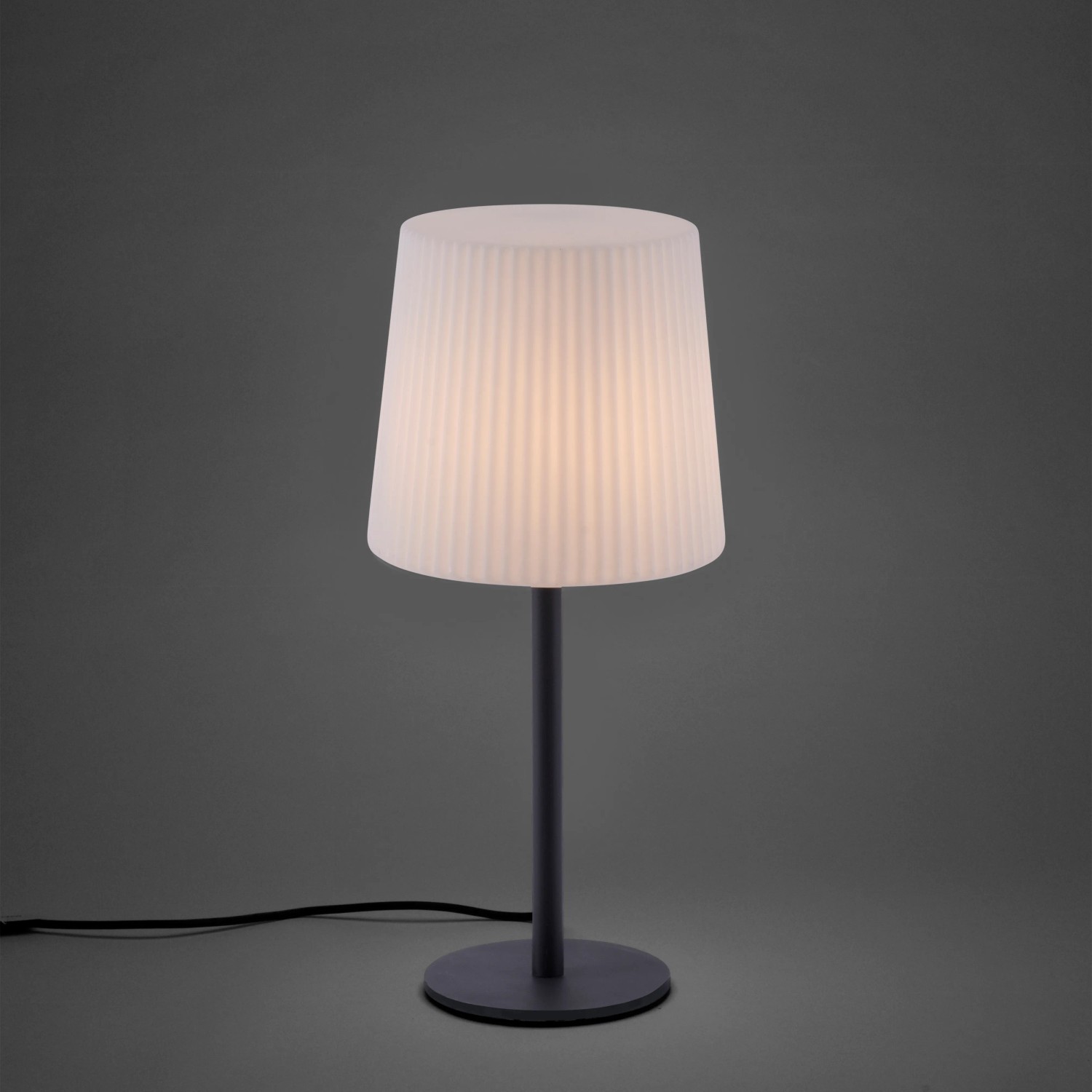 Anthrazitfarbene Paul Neuhaus LED-Tischleuchte Falter, 60 cm hoch, für Innen- und Außenbereiche.