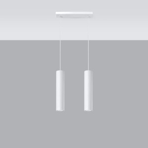 Weiße Sollux Lighting Hängeleuchte Lagos 2, moderne Pendelleuchte im Industrie-Look für Wohnzimmer und Esszimmer.
