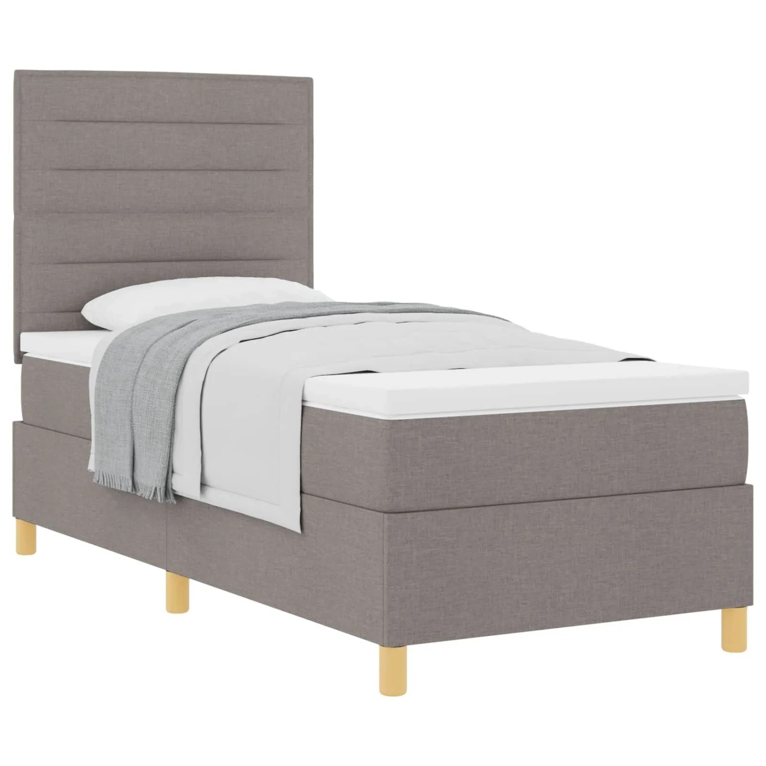 vidaXL Boxspringbett mit Matratze mit Kopfteil Taupe 90 x 200 cm Stoff 3339515