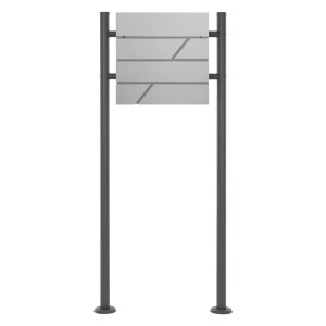 ML-Design Standbriefkasten hellgrau mit Zeitungsfach und anthrazitfarbenem Pfosten (120cm).