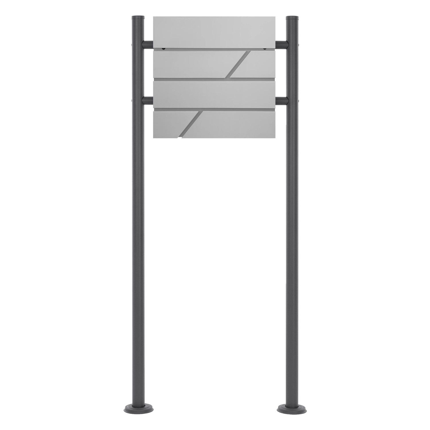 ML-Design Standbriefkasten Hellgrau mit Zeitungsfach mit Pfosten Anthrazit 120cm