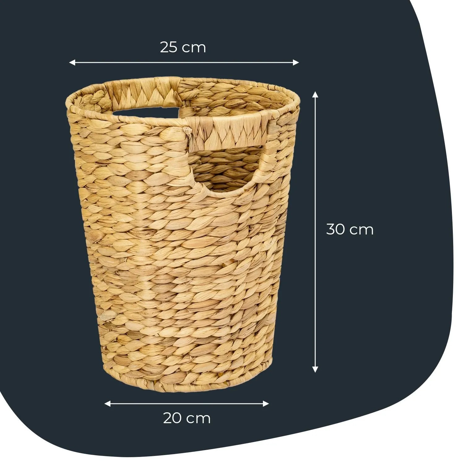 HMF 37250 Papierkorb Büro Aufbewahrungskorb Geflochten Wasserhyazinthe Rund 25 cm Durchmesser 30 cm Höhe_3