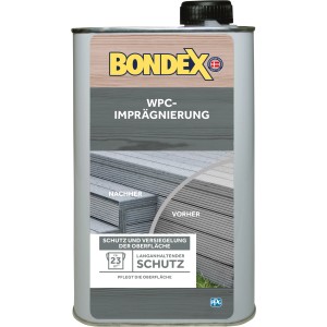 Dose Bondex WPC Imprägnierung Transparent 1 l für langanhaltenden Schutz von Holzterrassen und Gartenmöbeln.
