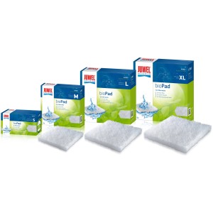 Juwel Aquarium Filterwatte bioPad in verschiedenen Größen (S, M, L, XL) für Aquarienfilter.