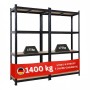PROREGAL 2er Set Schwerlastregale, schwarz, 160x80x40cm, mit je 4 MDF-Böden (175kg Fachlast).