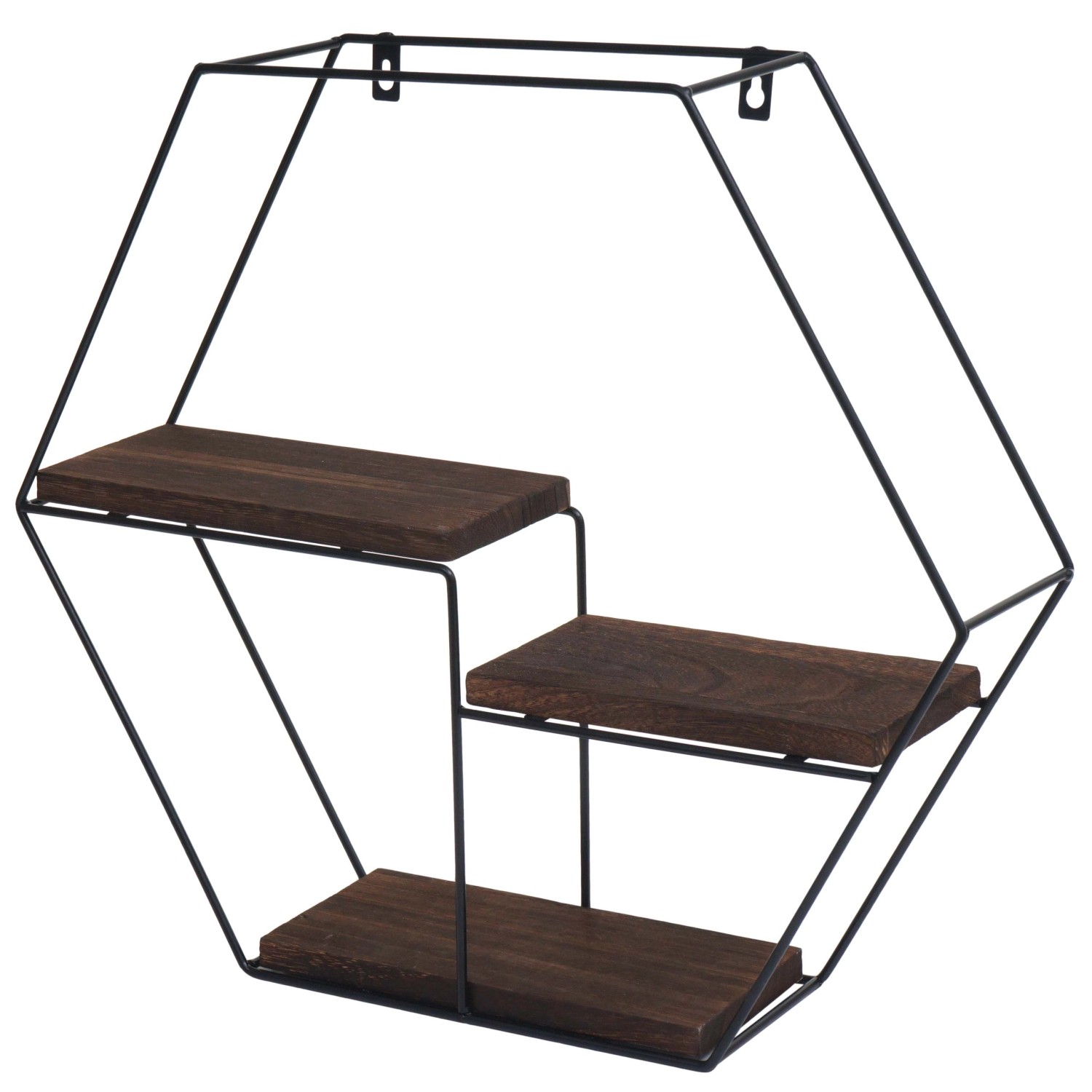 BERLINLODGE Wandregal Sechseckig HxBxT 43x49x11cm 3 Regalböden Metall Massi günstig online kaufen