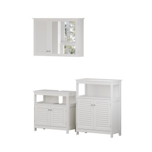 Vicco Badmöbel-Set Riad Weiß, 3-teilig: Spiegelschrank, Waschbeckenunterschrank, Badschrank.