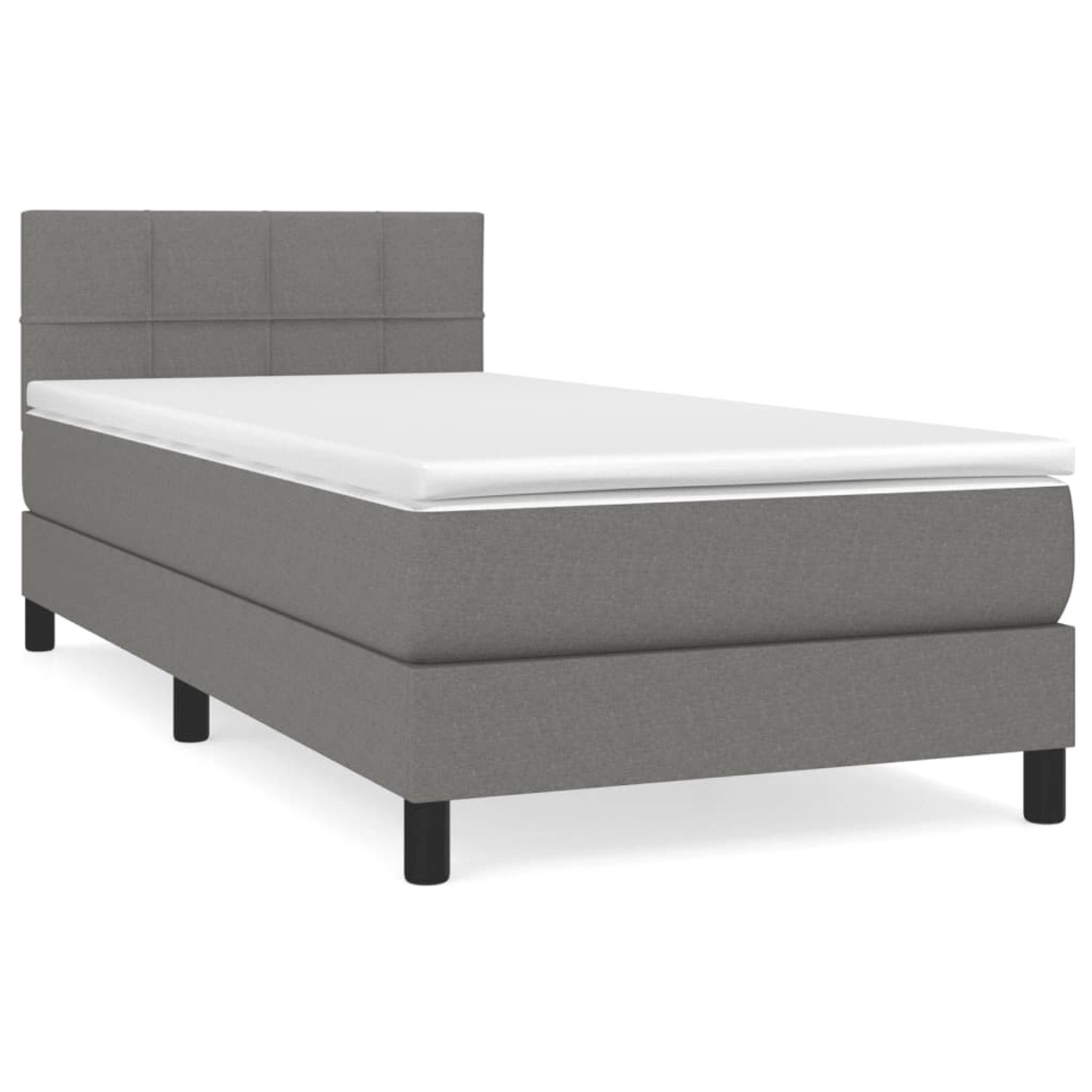 Thumbnail - vidaXL Boxspringbett mit Matratze Dunkelgrau 80x200 cm Stoff1399858