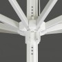 Detailaufnahme des weißen Gestells vom Schneider Marktschirm Jumbo Ø 400 cm mit Seilzug.