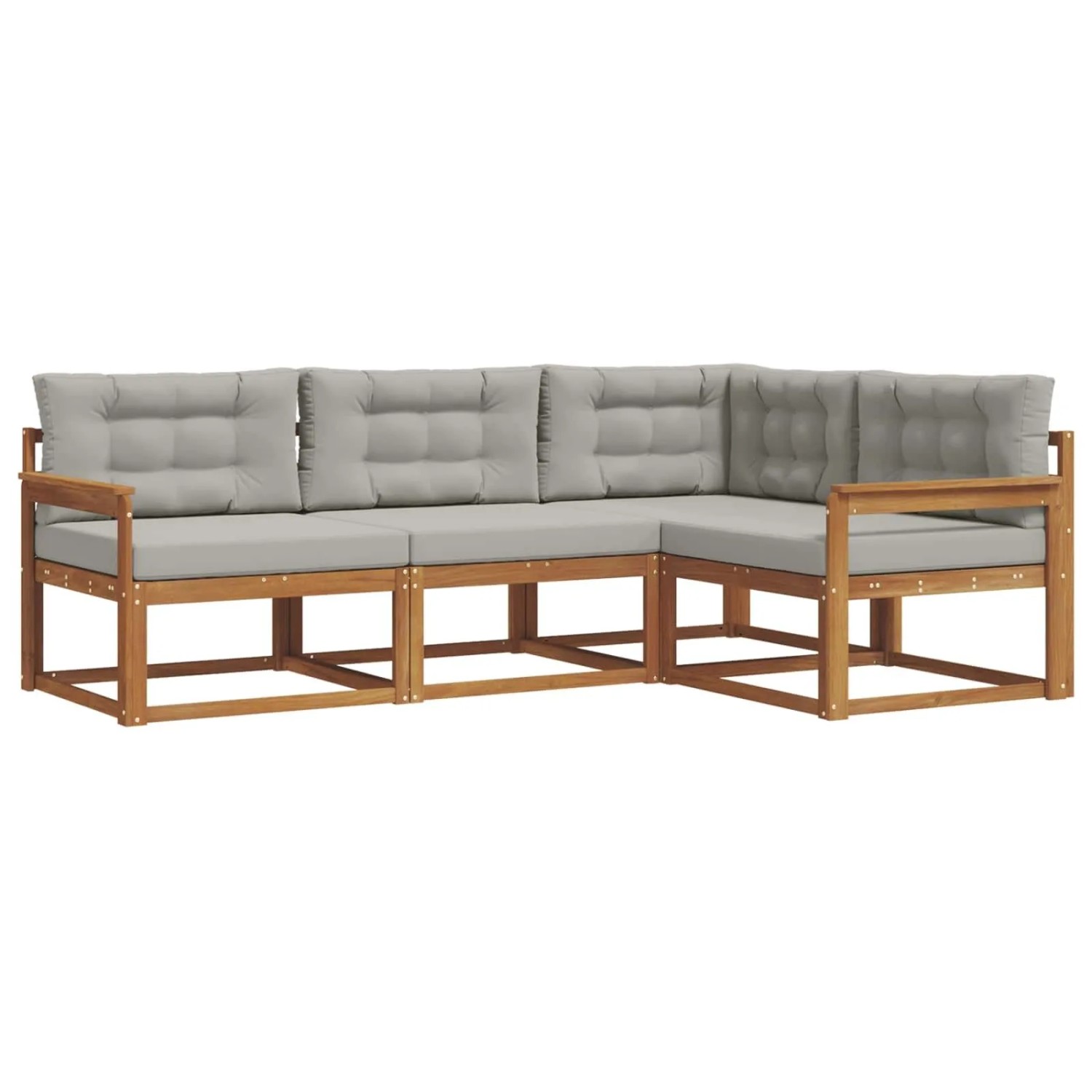 vidaXL Outdoor-Sofagarnitur mit Kissen 4-Tlg Natur und Hellgrau 3367499
