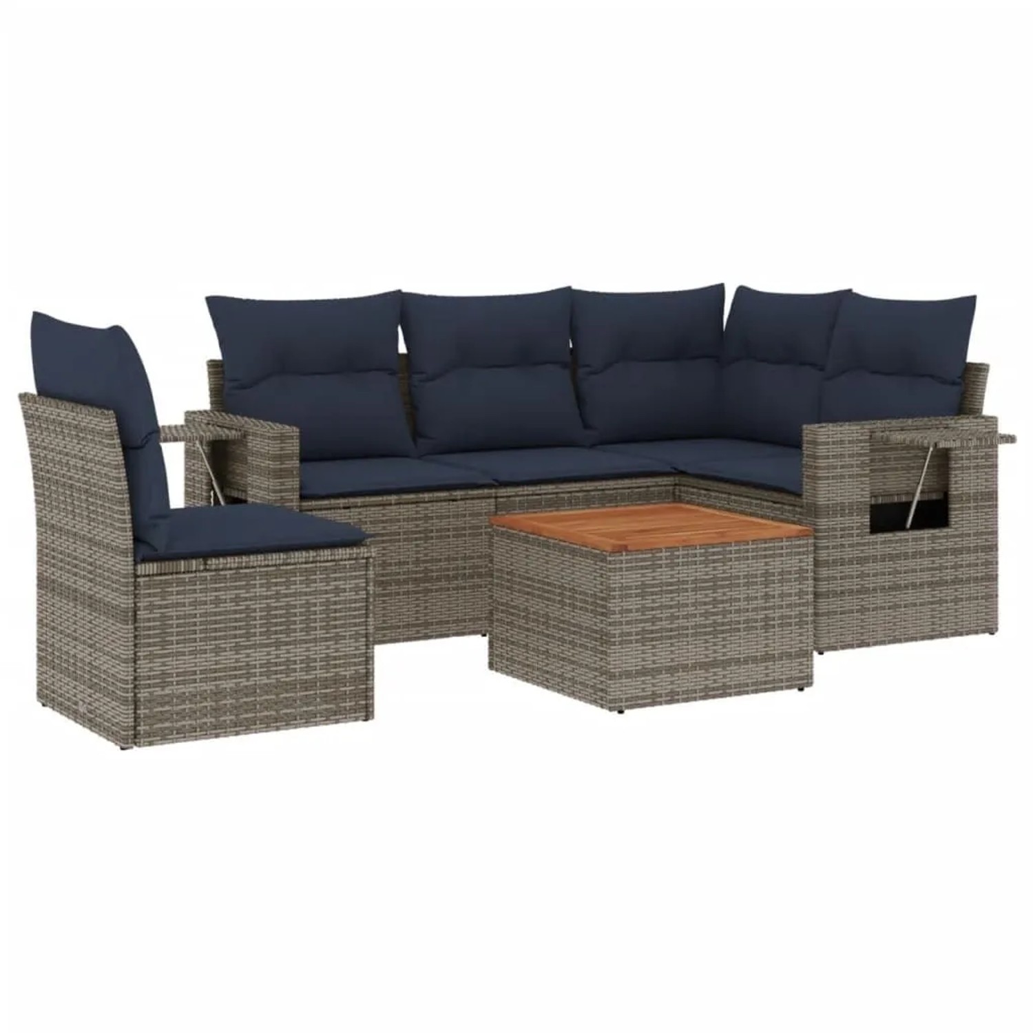 vidaXL 6-Tlg Gartensofa-Set mit Kissen Grau Polyrattan 3224570 günstig online kaufen