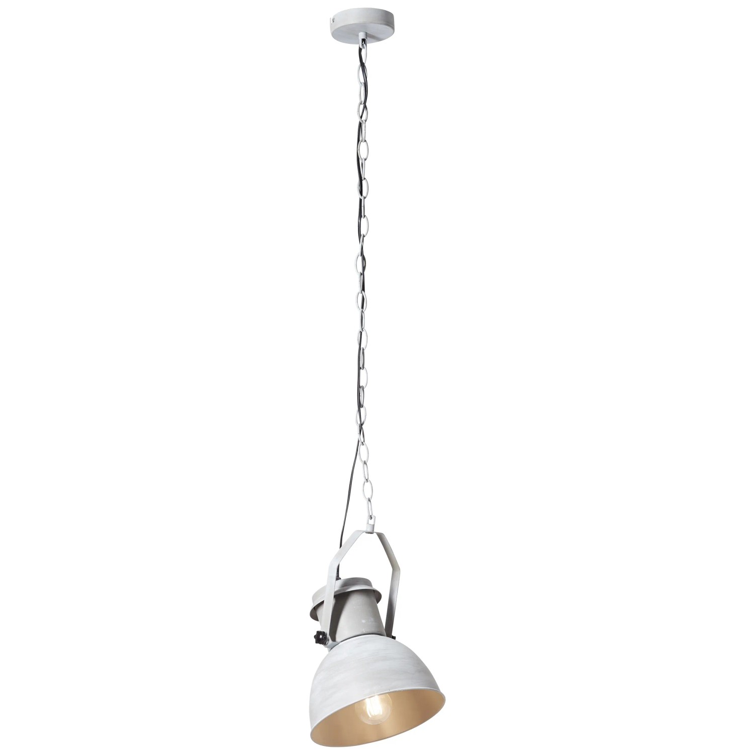 Betongraue Brilliant Pendelleuchte Salford mit Kette, Industrial Design für E27 Leuchtmittel.