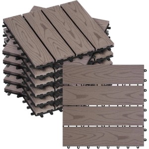 WOLTU WPC Terrassenfliesen Holzoptik Klicksystem 11 Stück/1 m² Braun