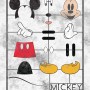 Komar Vliesfototapete Mickey Kit: Mickey Mouse Elemente auf grauem Hintergrund.