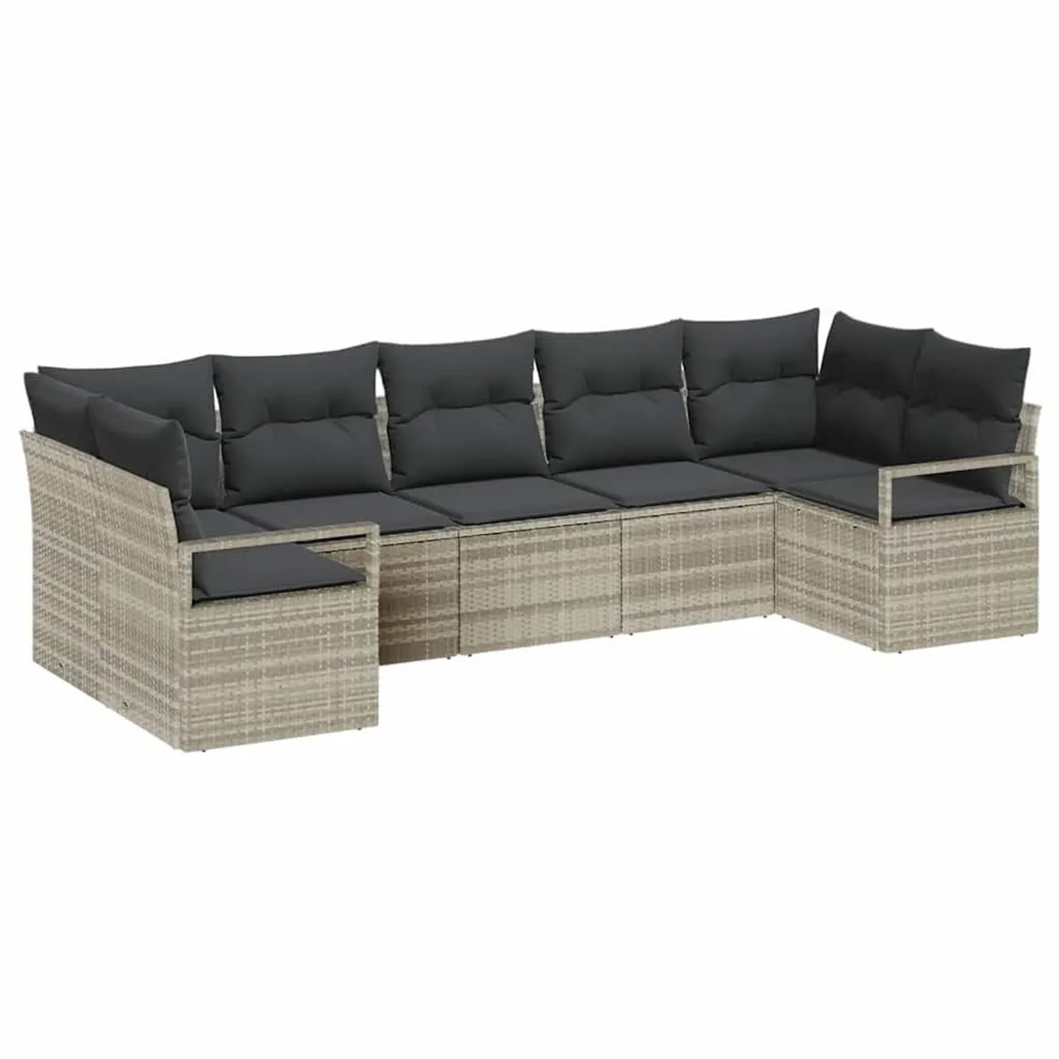 vidaXL Gartensofa-set mit Kissen 7-Tlg Hellgrau Poly-Rattan 3355201 günstig online kaufen