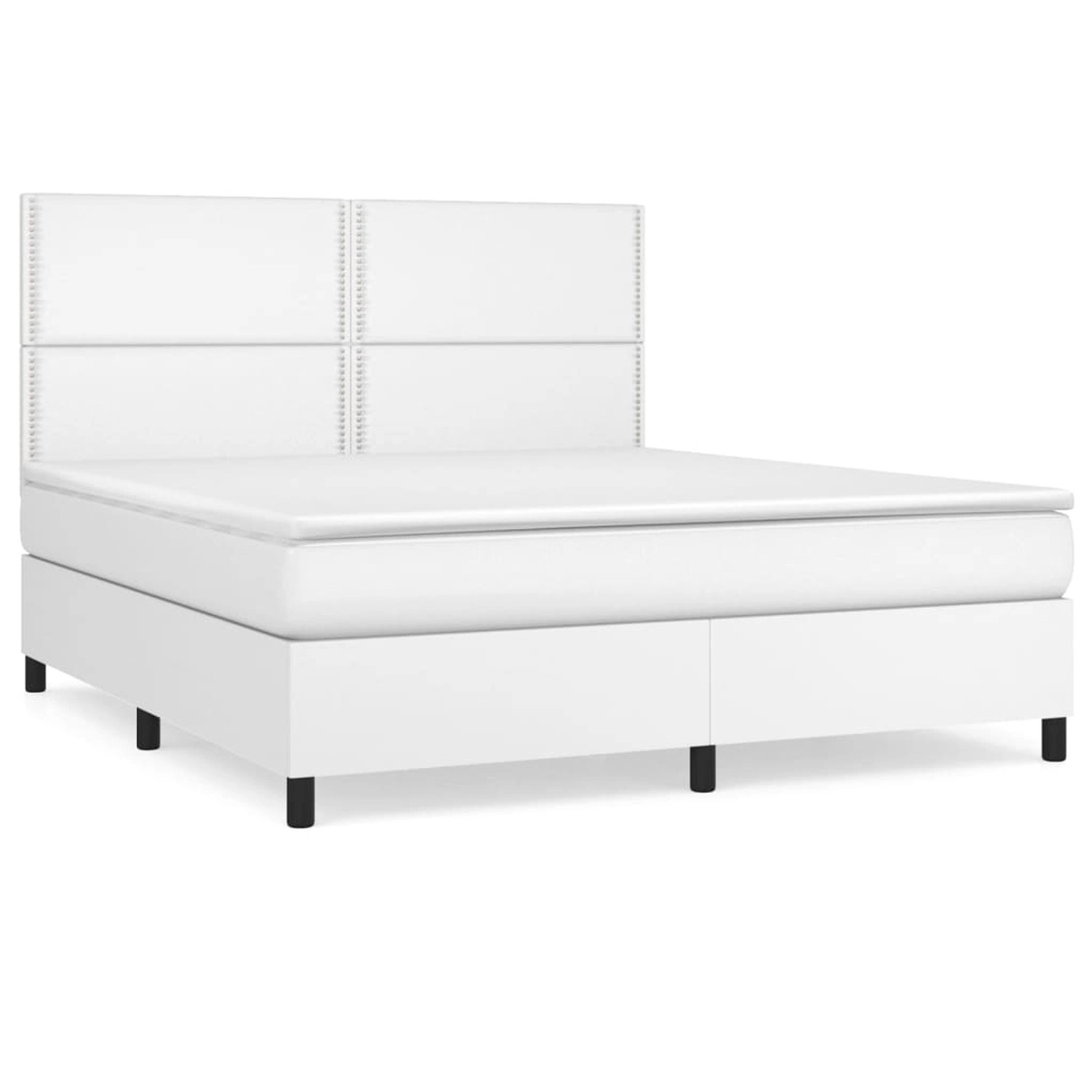 vidaXL Boxspringbett mit Matratze Weiß 160x200 cm Kunstleder1466146 günstig online kaufen